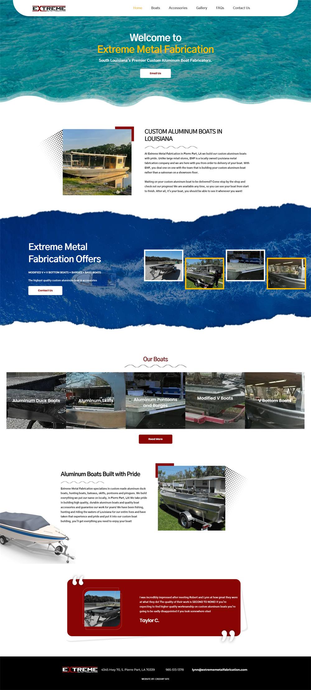 Extreme Metal Fabrication website built by Cre8 My Site