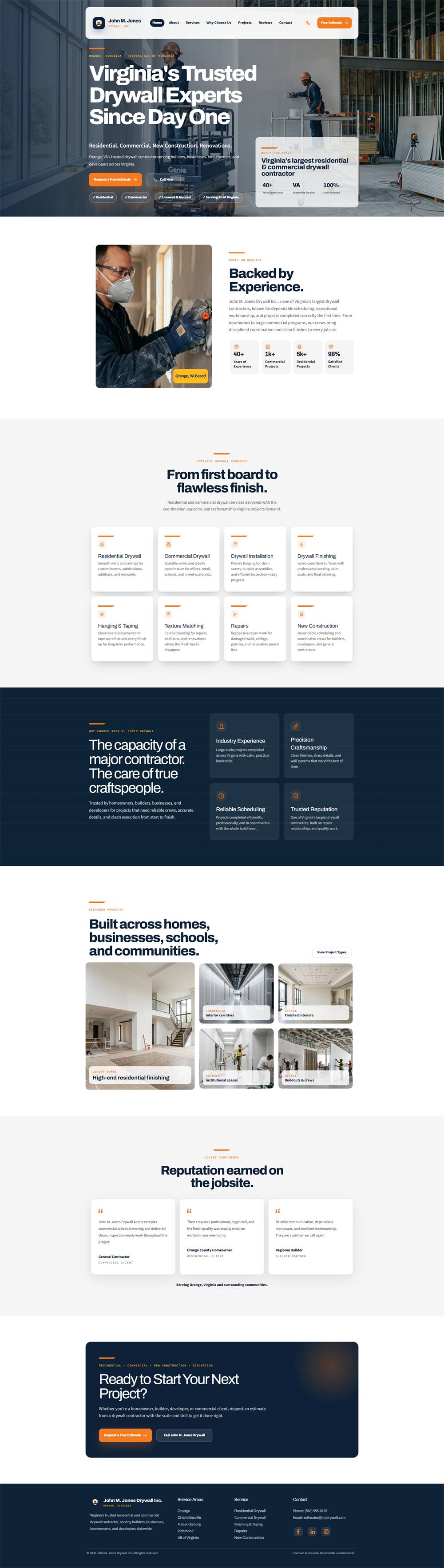 JMJ Drywall website built by Cre8 My Site