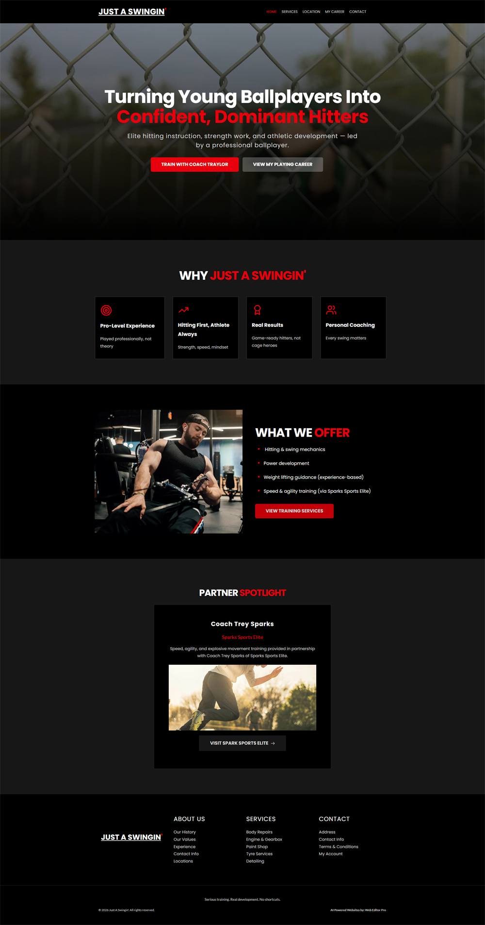 Just A Swingin website built by Cre8 My Site