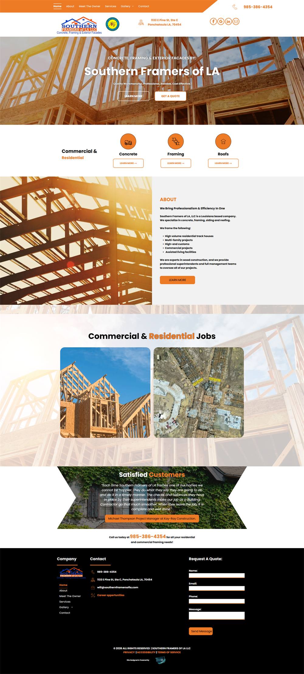 Southern Framers of LA website built by Cre8 My Site