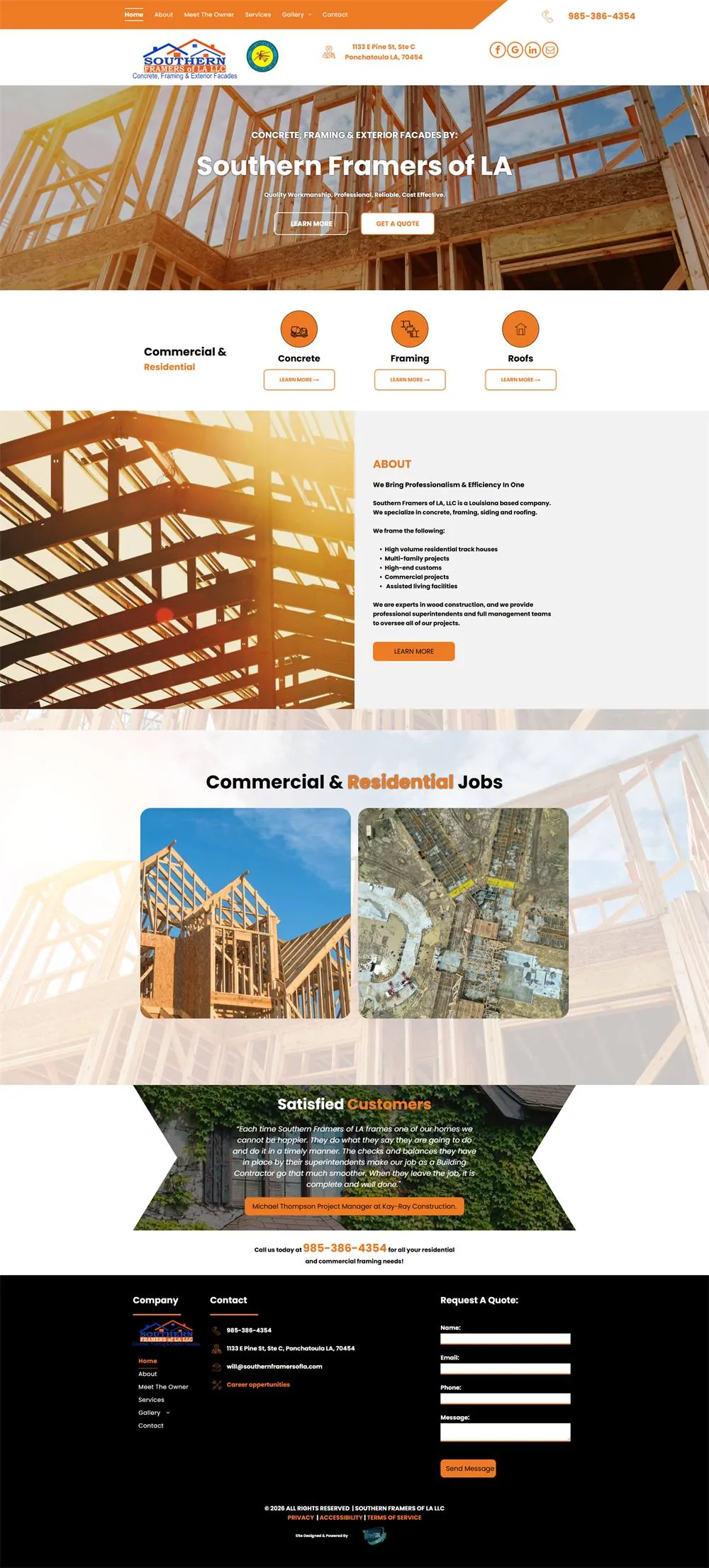 Southern Framers of LA website built by Cre8 My Site