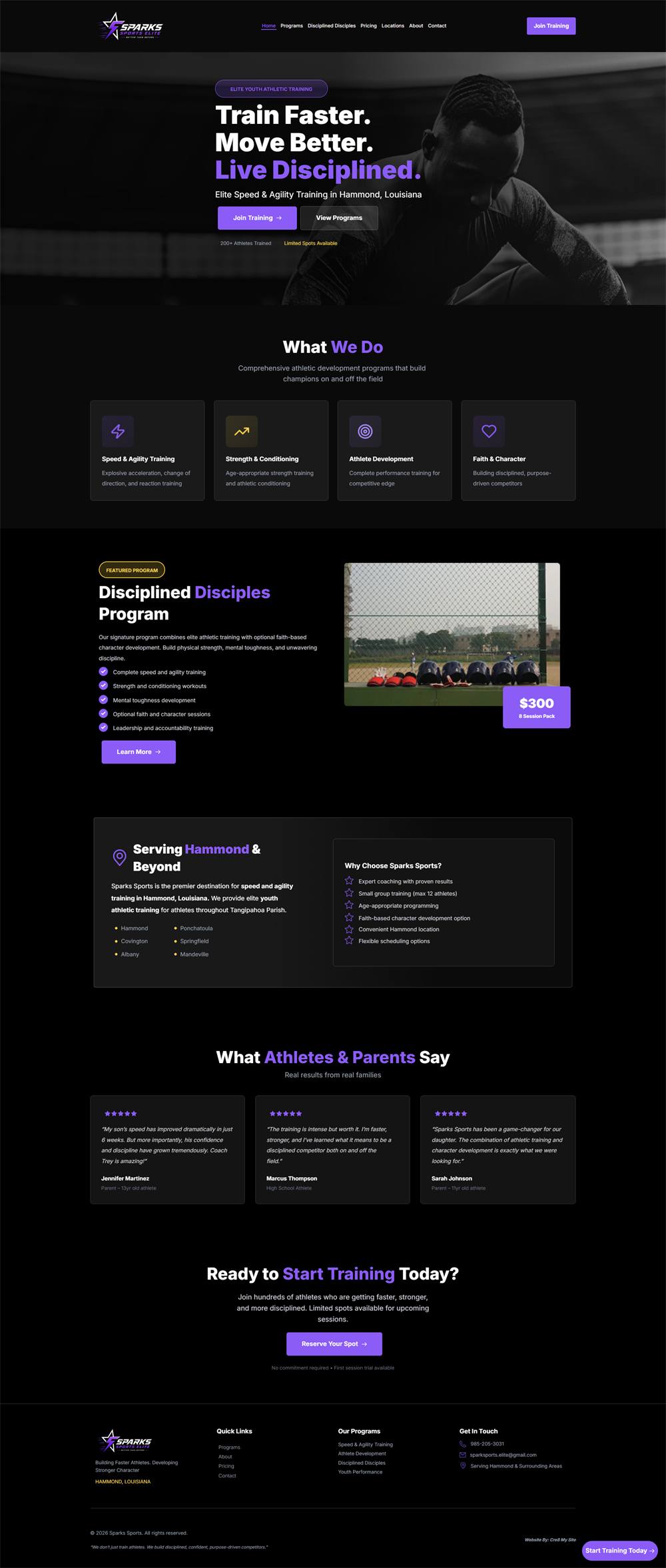 Sparks Sports Elite website built by Cre8 My Site